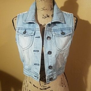 Denim vest with lace back